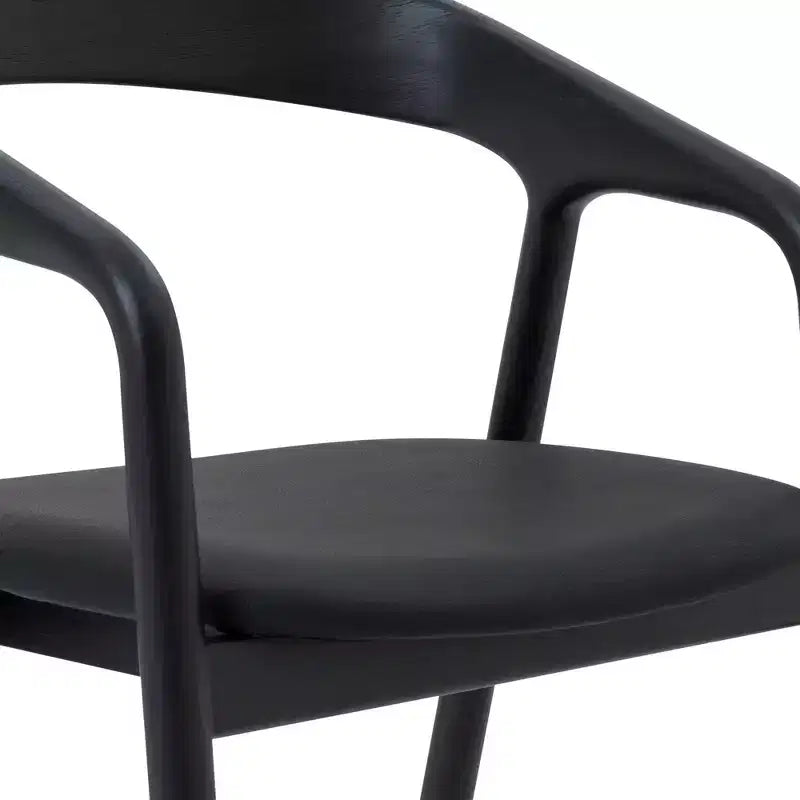 Tabouret de bar hauteur comptoir chêne noir, bois et similicuir