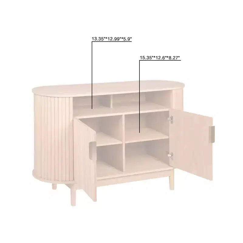 Buffet ovale 2 tiroirs à cannelures Chêne clair