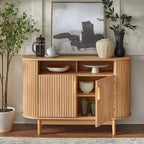 Buffet ovale 2 tiroirs à cannelures Chêne clair