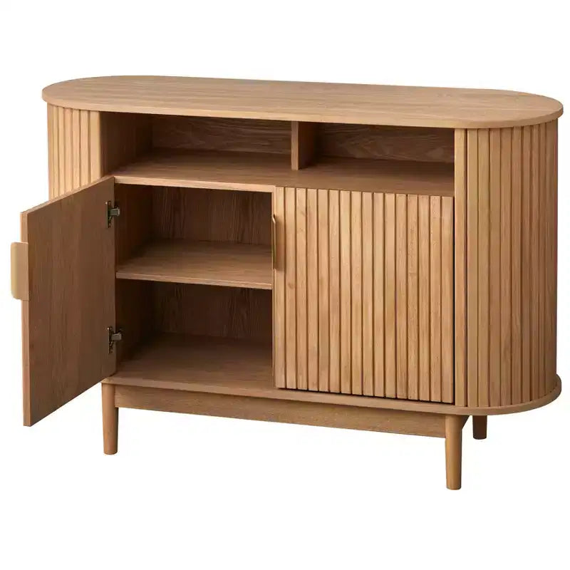Buffet ovale 2 tiroirs à cannelures Chêne clair