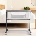 Berceau pour bébé avec roulettes - Beige / Gris / Rose, cododo, pour 1 bébé