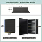 Armoire à pharmacie rectangulaire encastrée/en surface avec miroir, cadre en métal, 24 po L x 36 po H