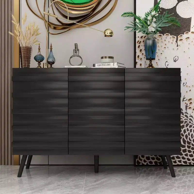 47,2 buffet au design moderne, meuble de rangement noir, table console en bois pour la décoration intérieure