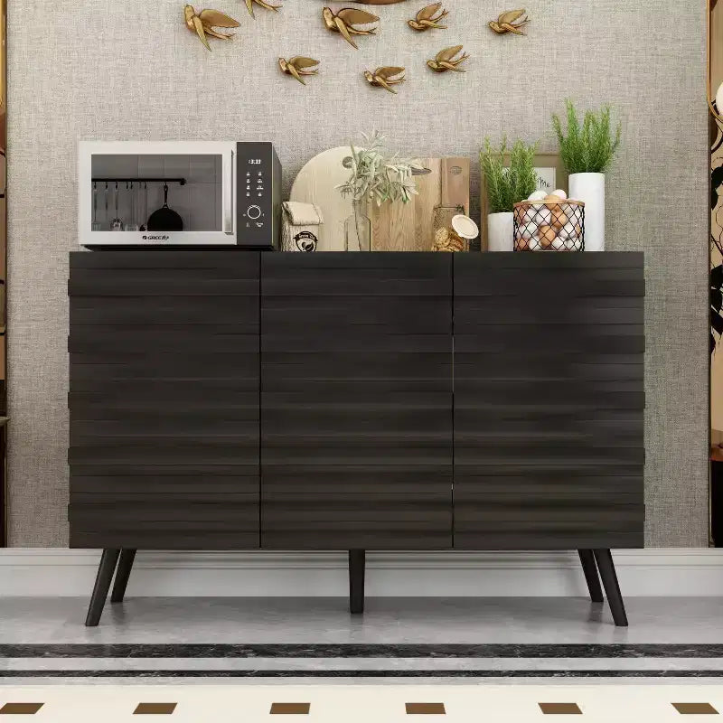 47,2 buffet au design moderne, meuble de rangement noir, table console en bois pour la décoration intérieure