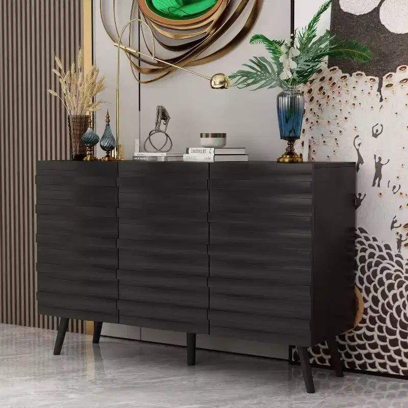 47,2 buffet au design moderne, meuble de rangement noir, table console en bois pour la décoration intérieure