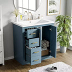 Meuble-lavabo simple de 30 po avec armoire et 3 tiroirs – Noir / Bleu / Vert / Indigo / Blanc