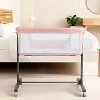 Berceau pour bébé avec roulettes - Beige / Gris / Rose, cododo, pour 1 bébé